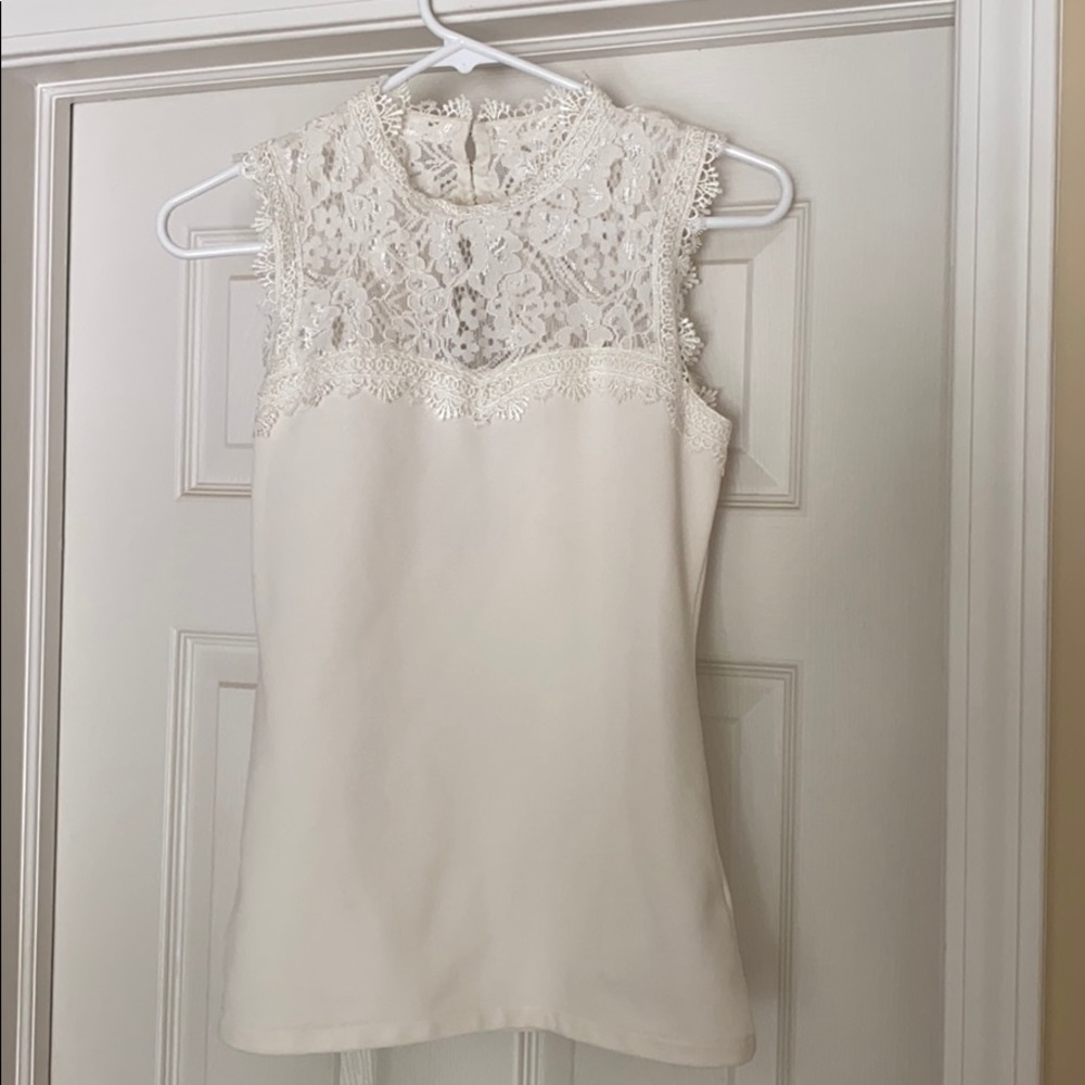 High neck lace top